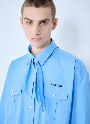 Miu Miu Poplin Shirt With Scarf Blue miu0360001