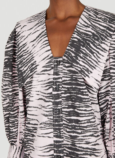 GANNI Big Collar Tiger Print Shirt Pink gan0248021
