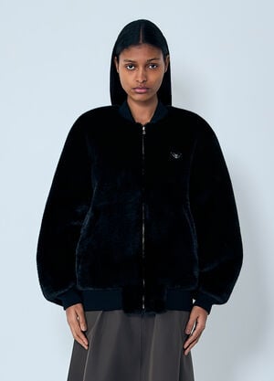 Prada Faux Fur Reversible Bomber Jacket Black pra0263006