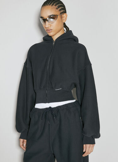 Alexander Wang Cropped Zip-Up Hooded Sweatshirt Black awg0255021