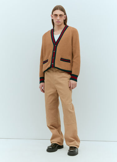 Gucci Wool Knit Web Cardigan Beige guc0155022