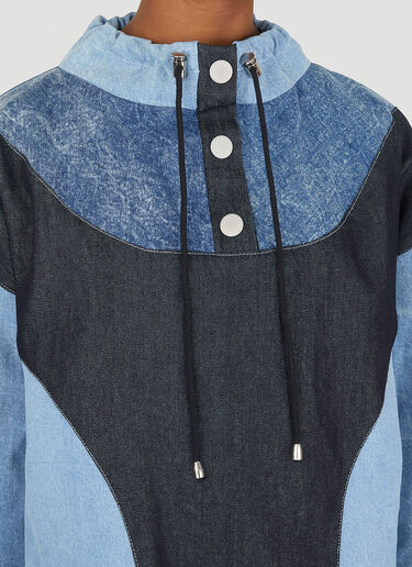 ドロップ6パッチワーク フード付きスウェットシャツ DRx FARMAxY FOR LN-CC x LEVI'S ドロップ6パッチワーク フード付きスウェットシャツ ブルー dfl0347002