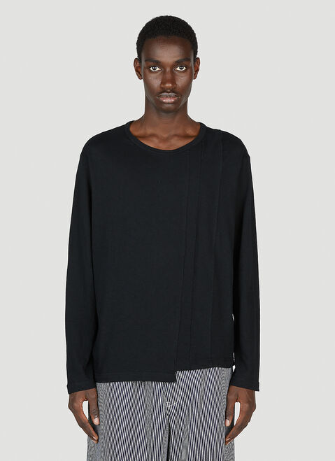 Yohji Yamamoto Asymmetric Long Sleeve Top Black yoy0154012