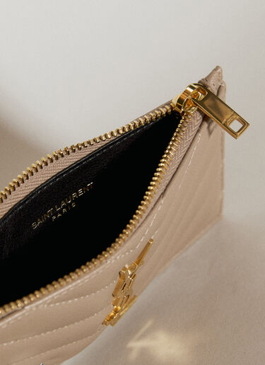 Saint Laurent 카상드르 마틀라세 지퍼 카드홀더 카키 sla0255112