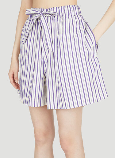 Tekla Lido Stripe Sleep Shorts Purple tek0353019