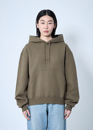 Saint Laurent Hooded Logo Motif Sweatshirt Beige sla0259013