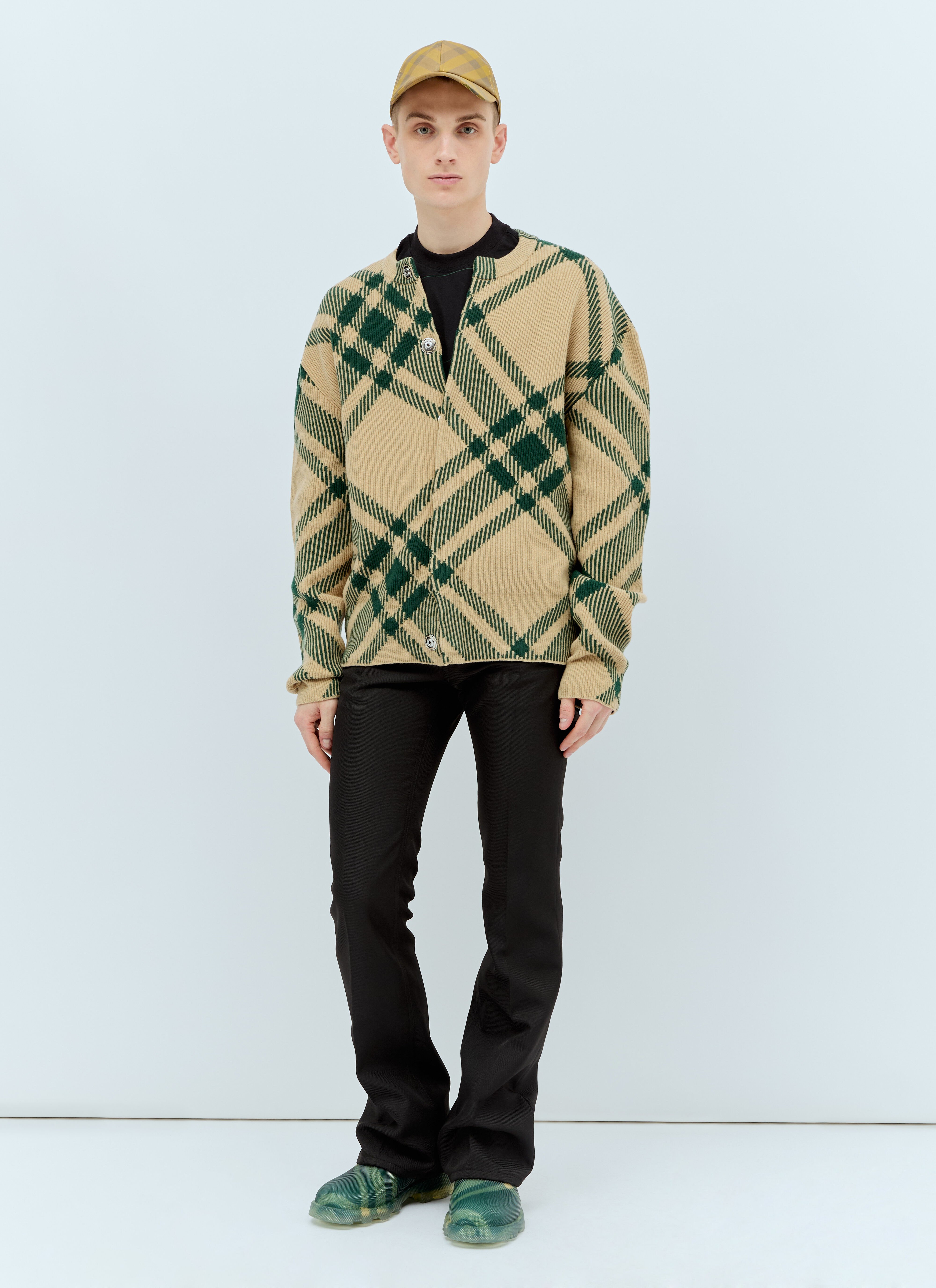 Burberry Men s Check Wool Blend Cardigan in Beige LN CC
