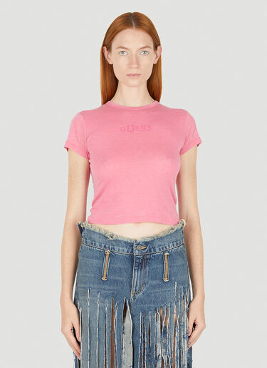 Guess USA 로고 프린트 T-셔츠 핑크 gue0250014