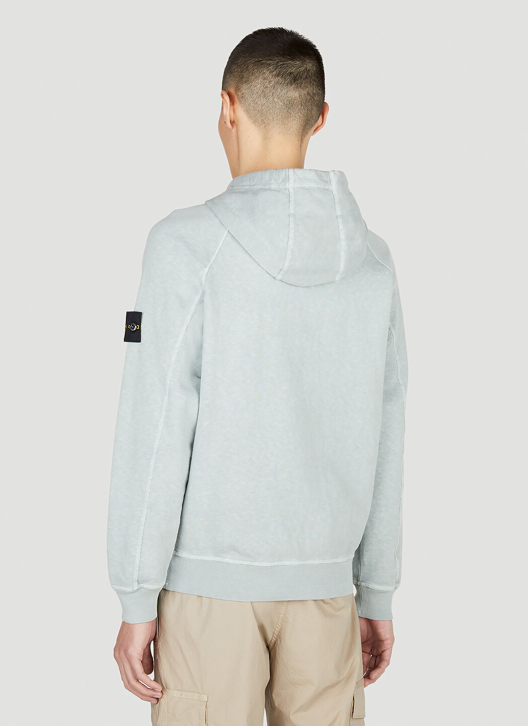 Stone Island Compass Patch Hooded Sweatshirt en Light Blue pour homme LN CC