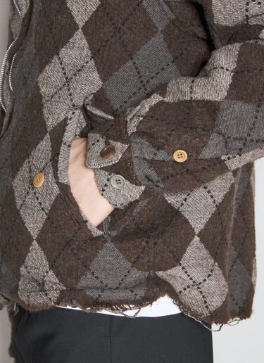 UNDERCOVER 菱格纹羊毛夹克  棕色 und0154003