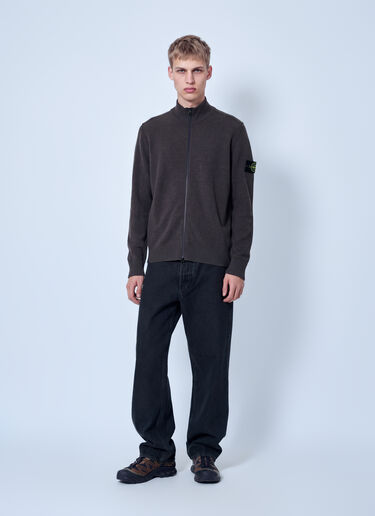 LN-CC® - Stone Island: Zip-Up Wool Cardigan - Dark Grey Stone Island Zip-Up Wool Cardigan Dark Grey sto0165050