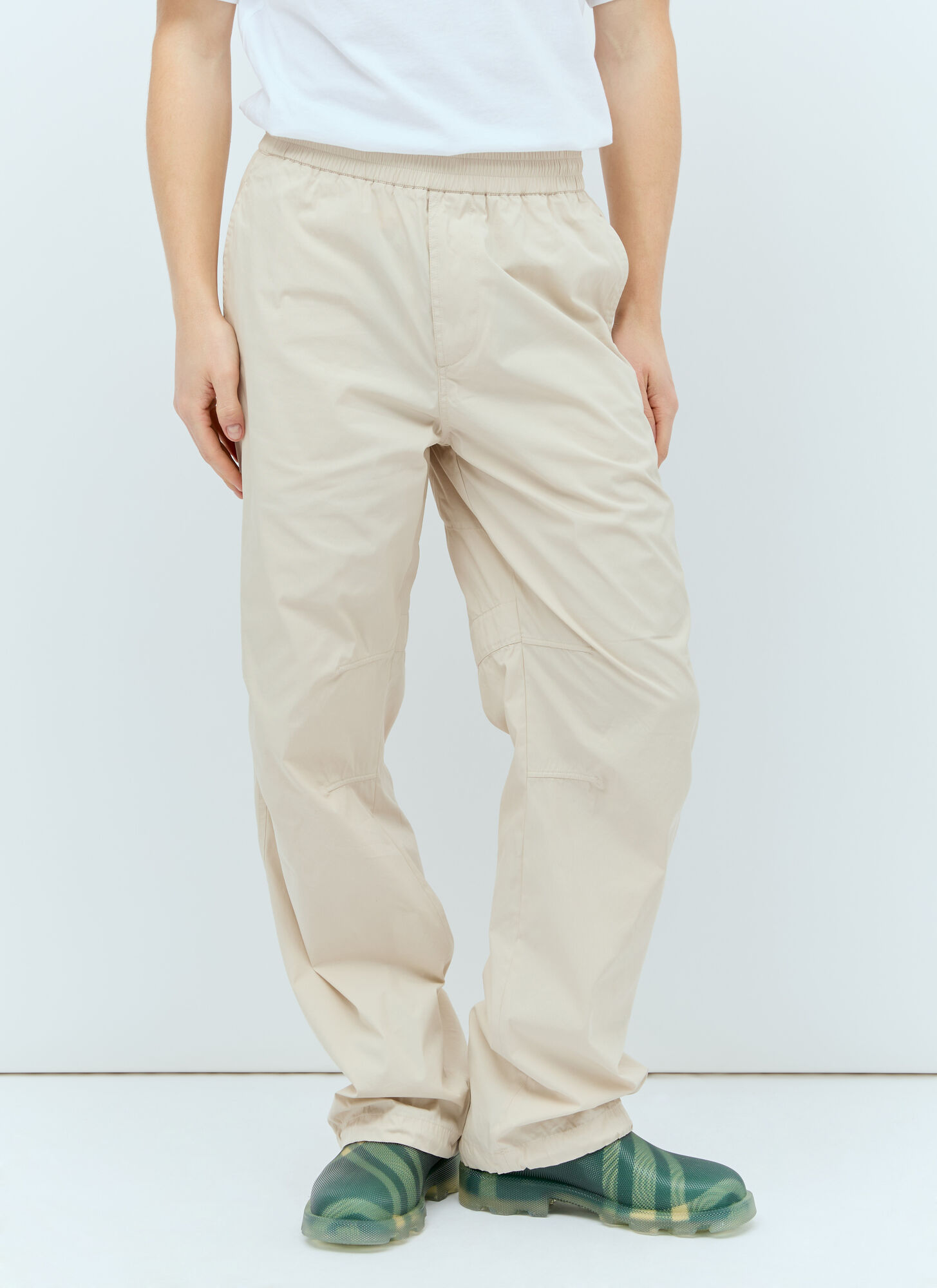 Shop Burberry Elasticated Waistband Pants In Ivory