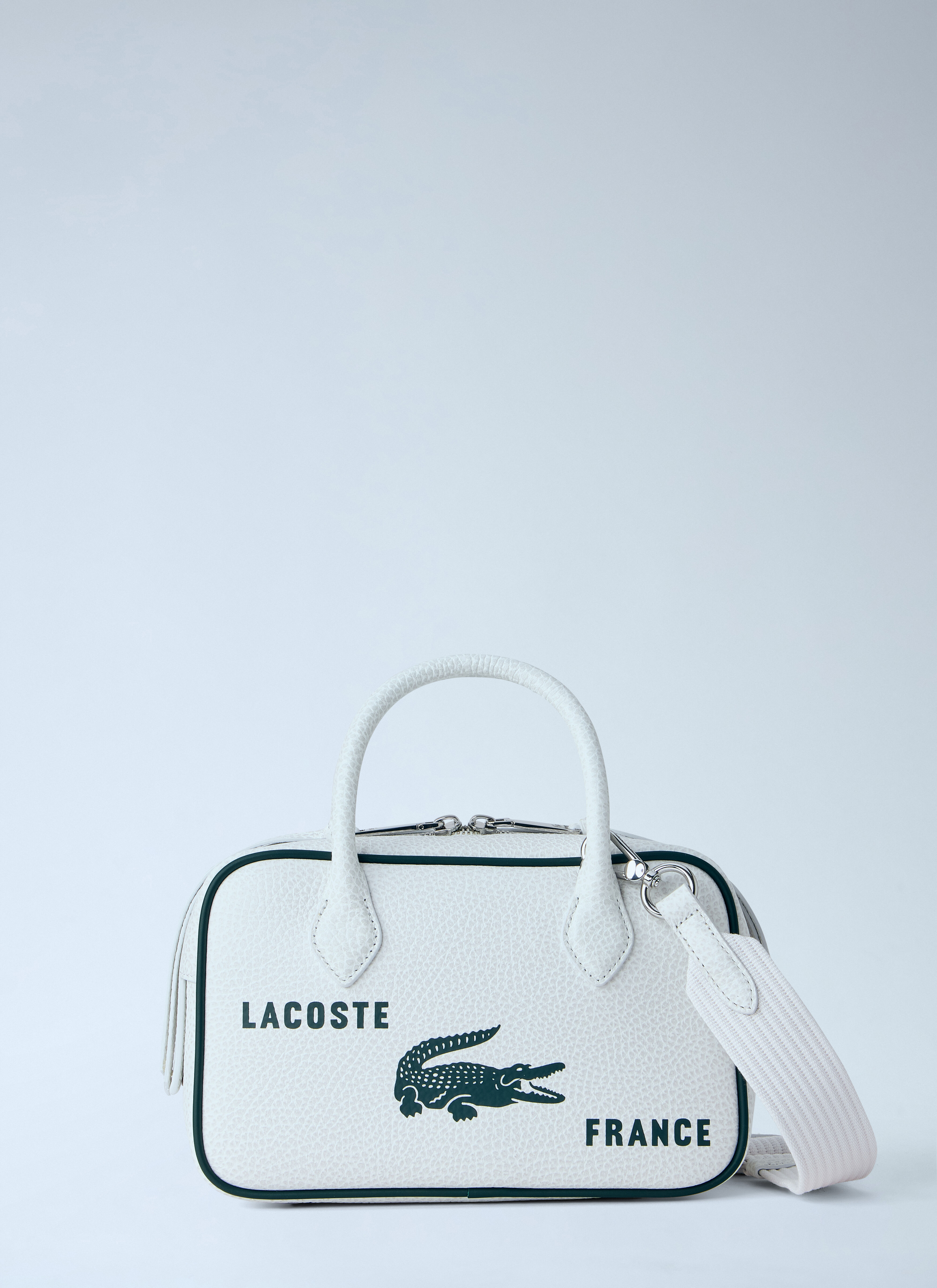Lacoste Men's' Runway Small Printed Leather Gym Bag in White | LN-CC®