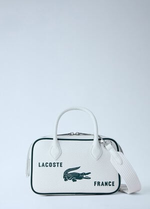 Lacoste Runway Small Printed Leather Gym Bag White lac0364002