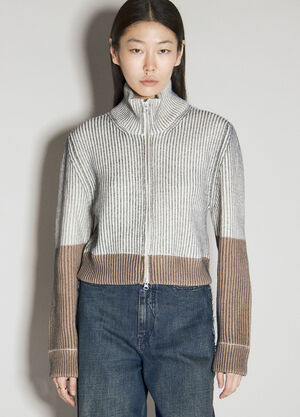 MM6 Maison Margiela High Collar Zip Cardigan Grey mmm0255007