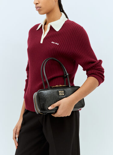 Miu Miu Beau Naplak Patent Leather Shoulder Bag Black miu0259031
