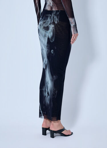 LN-CC® - Jean Paul Gaultier: Mesh Printed Smoking Women Long Skirt - Black Jean Paul Gaultier Mesh Printed Smoking Women Long Skirt Black jpg0266005