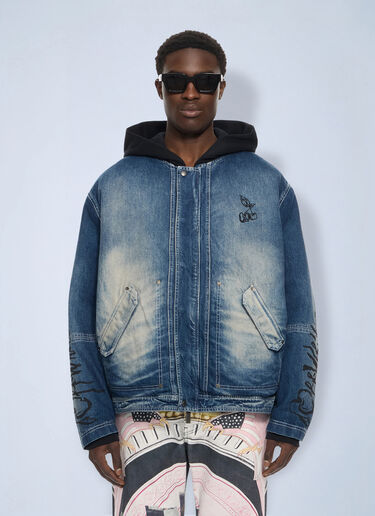 LN-CC® - Off-White: Cherry Jers Hoodie Den Jkt - Blue Off-White Cherry Jers Hoodie Den Jkt Blue ofw0164125