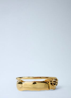 Saint Laurent Textured Metal Bangle Gold sla0262056