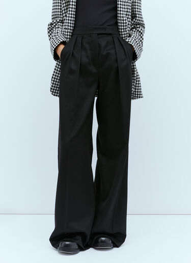 Max Mara Wide Leg Wool Pants Black max0254094