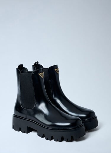 Logo Plaque Ankle Boots Prada Logo Plaque Ankle Boots Black pra0262054