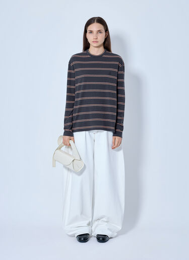 LN-CC® - Jil Sander: Striped Long Sleeve T-Shirt - Grey Jil Sander Striped Long Sleeve T-Shirt Grey jil0265005