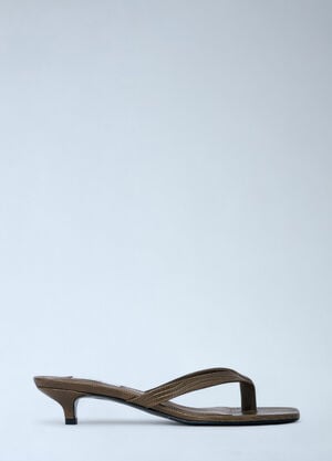 TOTEME Lizard-Embossed Flip Flops Olive tot0261055