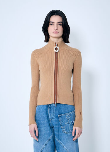 JW Anderson Fitted Zip-Up Cardigan Beige jwa0259007