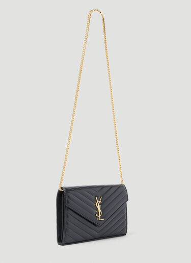 Saint Laurent Cassandre Matelassé Chain Wallet Black sla0253114