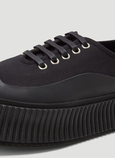 Jil Sander Ribbed-Sole Canvas Sneakers Black jil0243023
