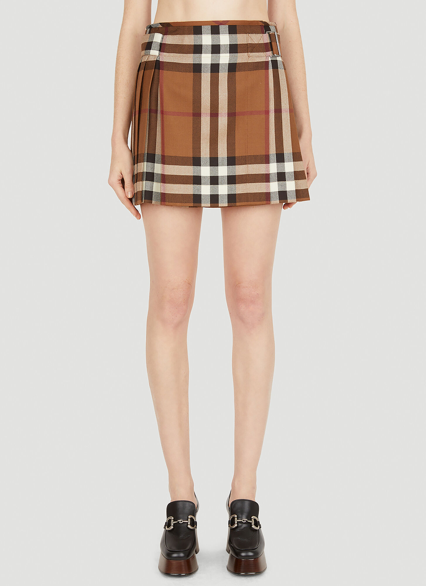 Burberry Checked Pleated Skirt Female Brown