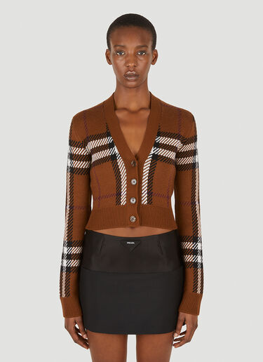 Burberry Checked Cardigan Brown bur0251016