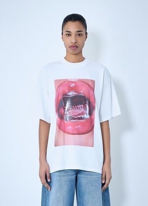 Alexander Wang Cotton Jersey Graphic T-Shirt Blue awg0264006