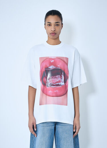 Alexander Wang Cotton Jersey Graphic T-Shirt Blue awg0264006