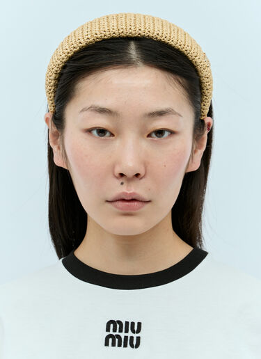 Miu Miu Woven Headband Beige miu0256035