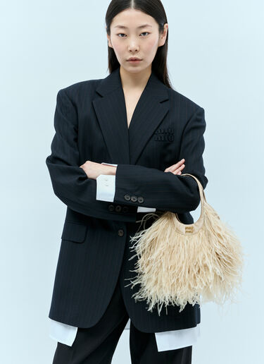 Miu Miu Feather Satin Handbag Beige miu0255030