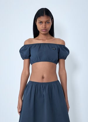 Miu Miu Off-Shoulder Crop Top Grey miu0264017