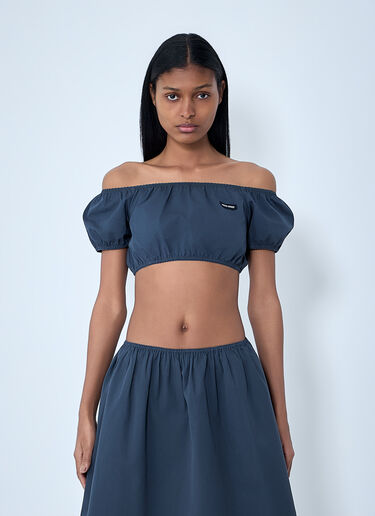 Miu Miu Off-Shoulder Crop Top Grey miu0264017