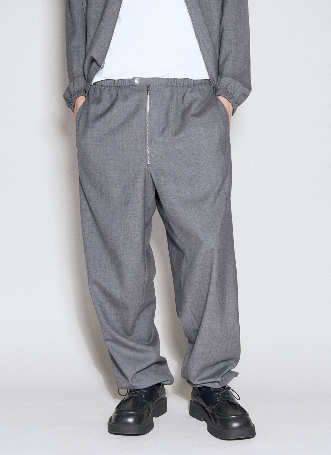 Shop Prada Wool Pants In Grey