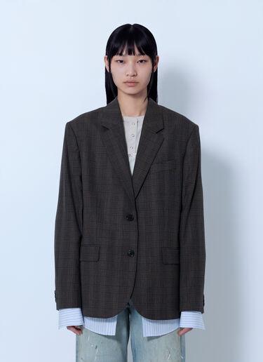 LN-CC® - Acne Studios: Checked Wool Blazer - Brown Acne Studios Checked Wool Blazer Brown acn0265070