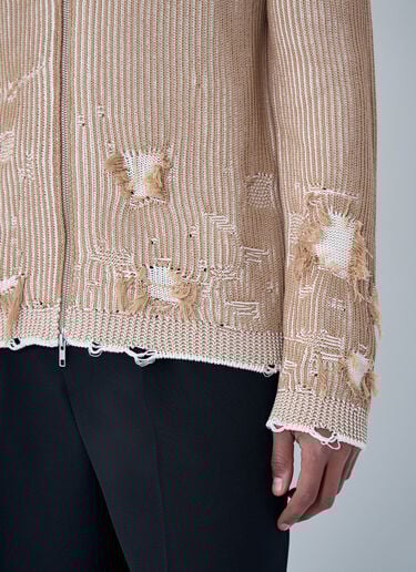 MM6 Maison Margiela Distressed Ribbed High-Neck Sweater Brown mmm0163011