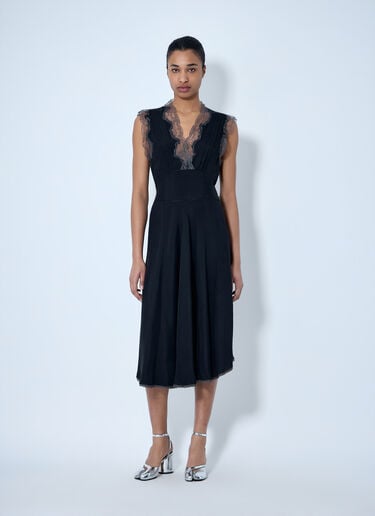 Maison Margiela Lace Trim Midi Dress Black mla0264002