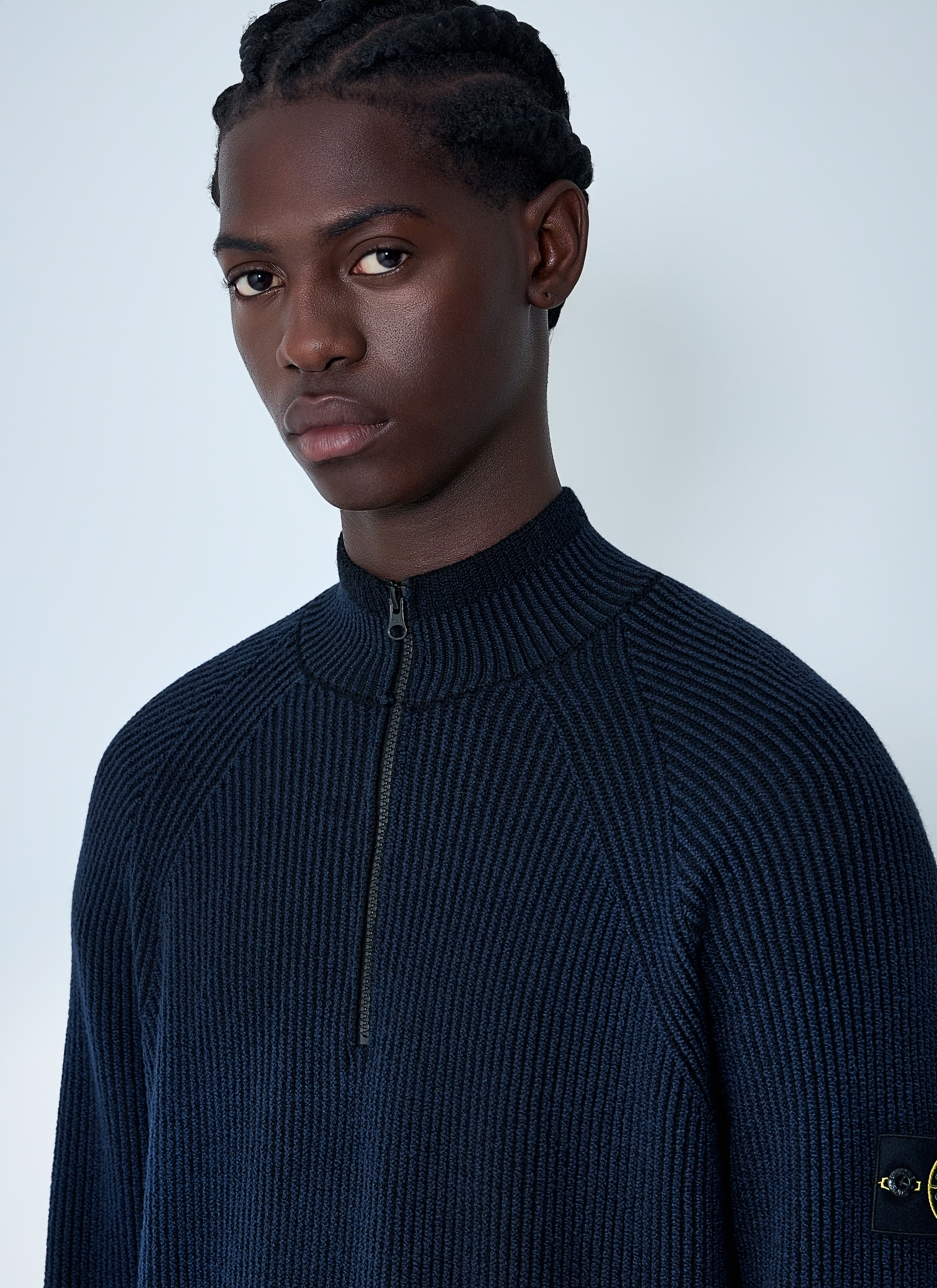 Stone Island Men's' Half-Zip Logo Sweater in Navy | LN-CC®