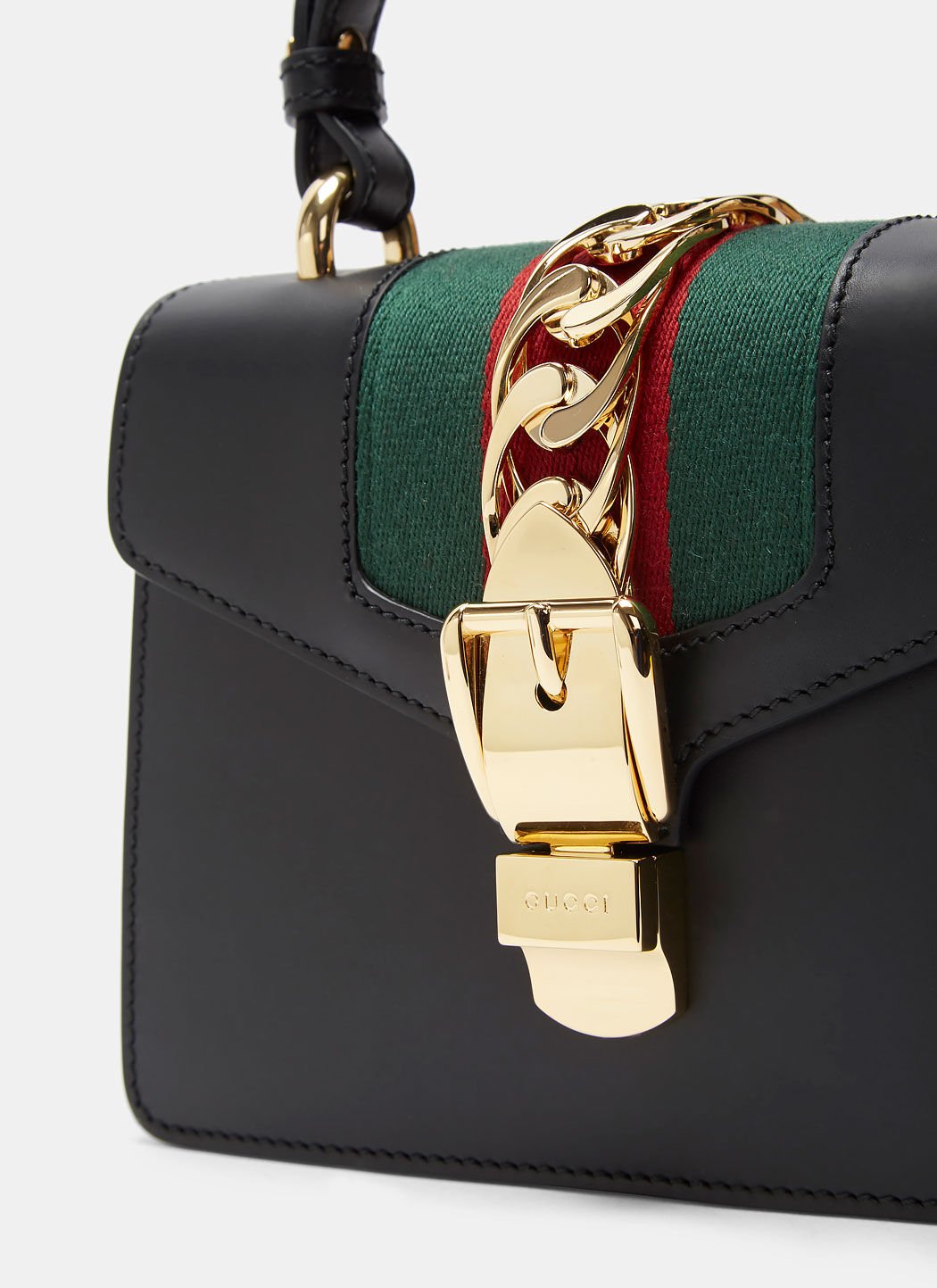 Gucci Sylvie Leather Mini Handbag in BLACK LN CC
