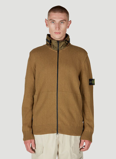 Stone Island 컴퍼스 패치 집업 스웨터 브라운 sto0152051