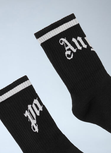 Curved Logo Track Socks Palm Angels Curved Logo Track Socks Black pma0162035