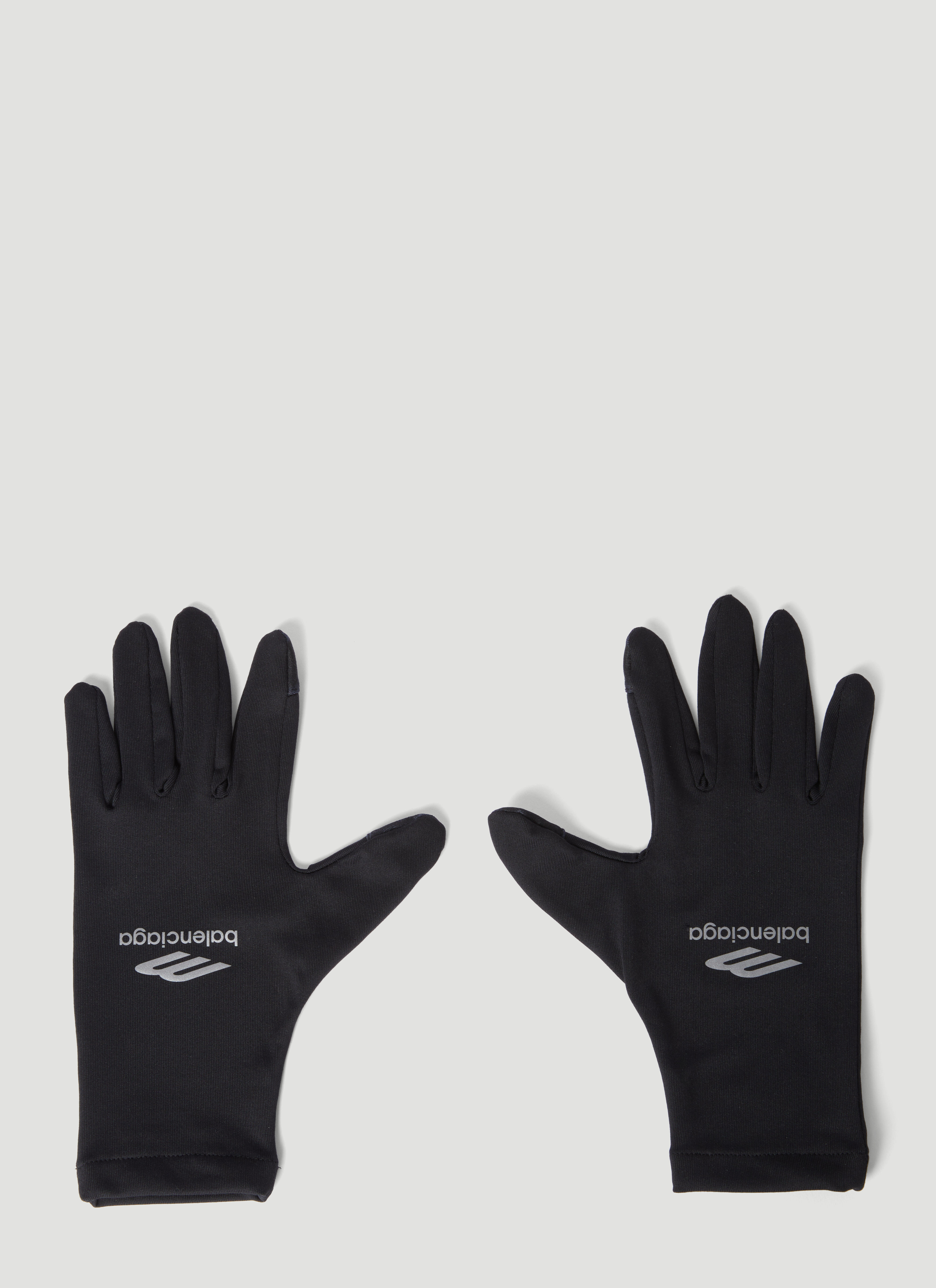 Saint Laurent Technical Logo Print Gloves Black sla0256031