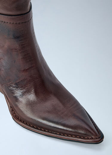 LN-CC® - Capasa Milano: Camperos Knee-High Leather Boots - Brown Capasa Milano Camperos Knee-High Leather Boots Brown cps0266001