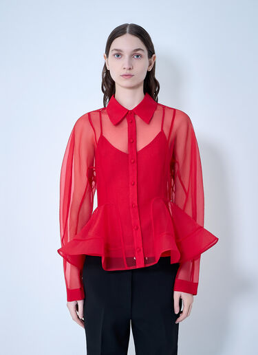 Textured Organza Peplum Shirt GANNI Textured Organza Peplum Shirt Red gan0263020