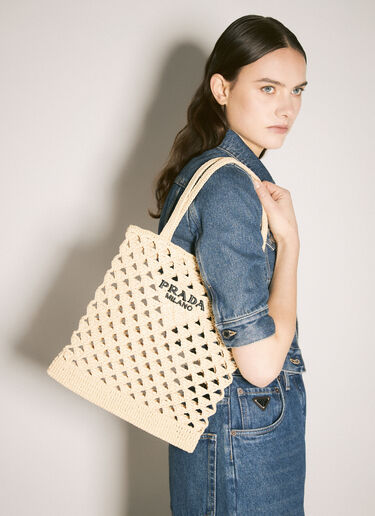 Prada Crochet Tote Bag Beige pra0260032